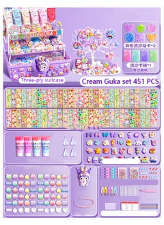 MissTiara 451 Pcs DIY Sticker Cream Clay Glue Set, Simulated DIY Making Art Craft Kit with Cartoon Stickers, Accessories, Key Chains with Storage Box for Gifting  - Image 2