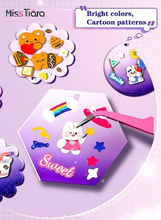 451 Pcs DIY Sticker Cream Clay Glue Set, Simulated DIY Making Art Craft Kit with Cartoon Stickers, Accessories, Key Chains with Storage Box for Gifting - view 5