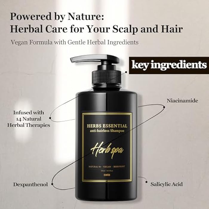 SMIB Herbs Essential Shampoo for Hair Health – Supports Scalp Cleansing & Nourishment, Strengthens Roots, Hypoallergenic (16.9 fl oz) - Image 2