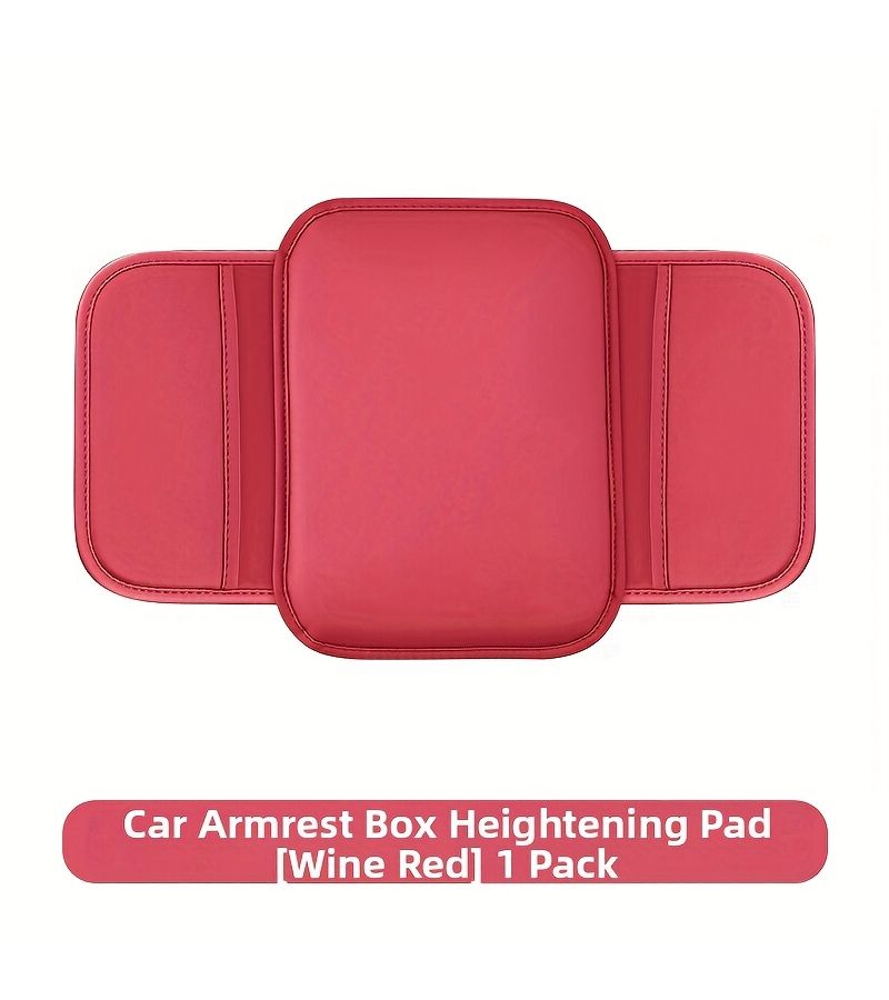 Universal Car Armrest Box Mat Multifunctional Storage Bag Heightening Faux Leather Black Armrest Pad Center Console Protector - Image 3