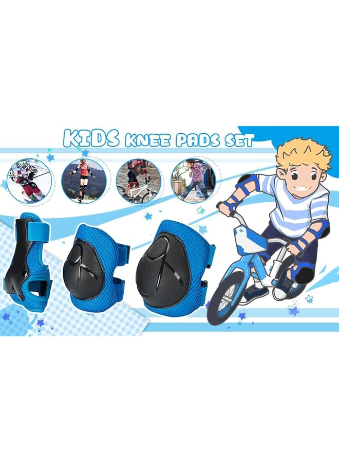 SportQ Sport Protective Gear Set For Kids 6 Piece Protective Arm Knee Elbow Pad Protective Protective Skateboarding Cycling Scooter (3L 10 Years Old Blue) - Image 3