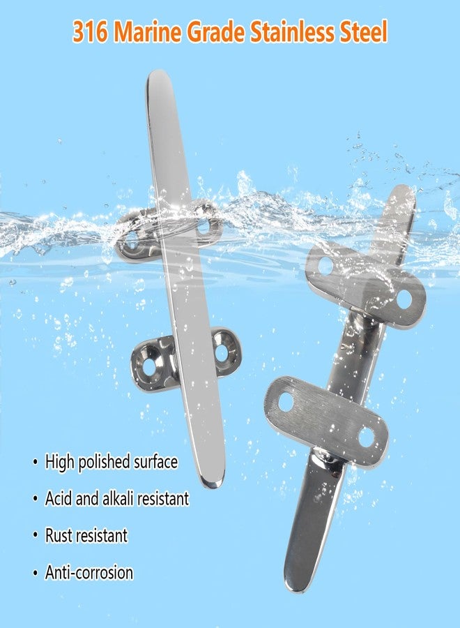 ORLANG 8 Inch 316 Stainless Steel Boat Cleats, Open Base Dock Cleats with Fasteners, Boat Dock Cleat Rope Cleat for Boat Docks, Decks or Nautical Decor (4 Pack) - Image 4