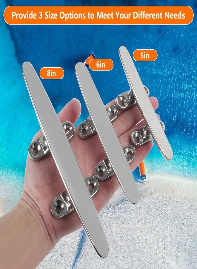 ORLANG 8 Inch 316 Stainless Steel Boat Cleats, Open Base Dock Cleats with Fasteners, Boat Dock Cleat Rope Cleat for Boat Docks, Decks or Nautical Decor (4 Pack) - Image 5