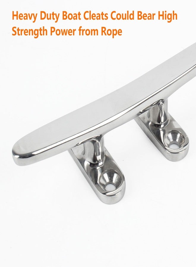 ORLANG 8 Inch 316 Stainless Steel Boat Cleats, Open Base Dock Cleats with Fasteners, Boat Dock Cleat Rope Cleat for Boat Docks, Decks or Nautical Decor (4 Pack) - Image 3