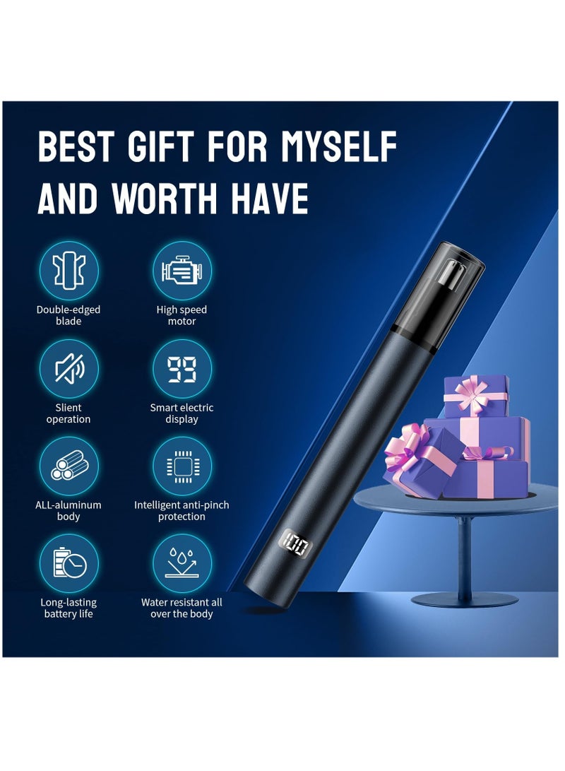 Zikra Nose Hair Trimmer for Men and Women with LED Light Intelligent Digital Display, Ear and Nose Hair Clipper, Professional Painless USB Rechargeable Battery Trimmers, Royal Blue, Upgrade Version - Image 3