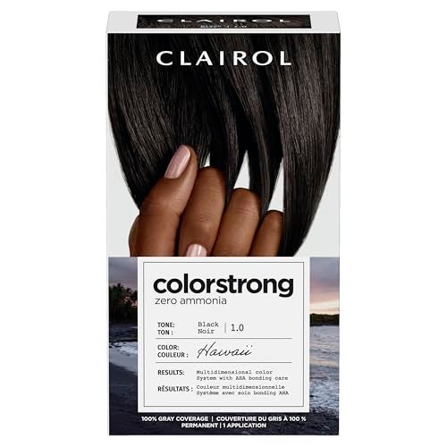 Clairol ColorStrong Permanent Hair Dye AmmoniaFree PPDFree 100 Gray Coverage with Bonding System 10 Black Hawaii Hair Color Pack of 1 - Image 1