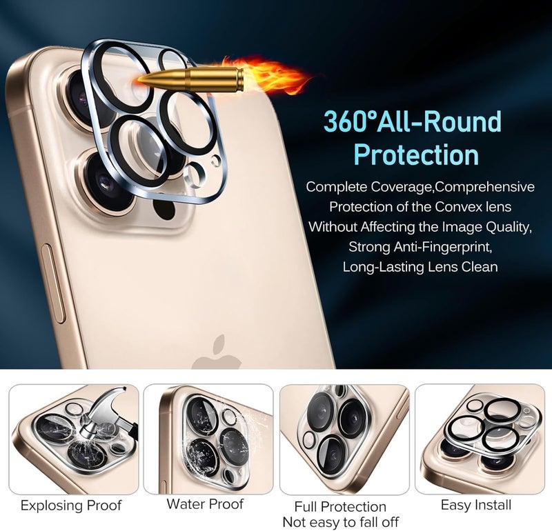 OpenTech ® Premium Camera Lens Protector Tempered Glass Compatible For iPhone 16 Pro/iPhone 16 Pro Max With Edge To Edge Coverage (Full Transparent) (Pack of Two) - Image 4