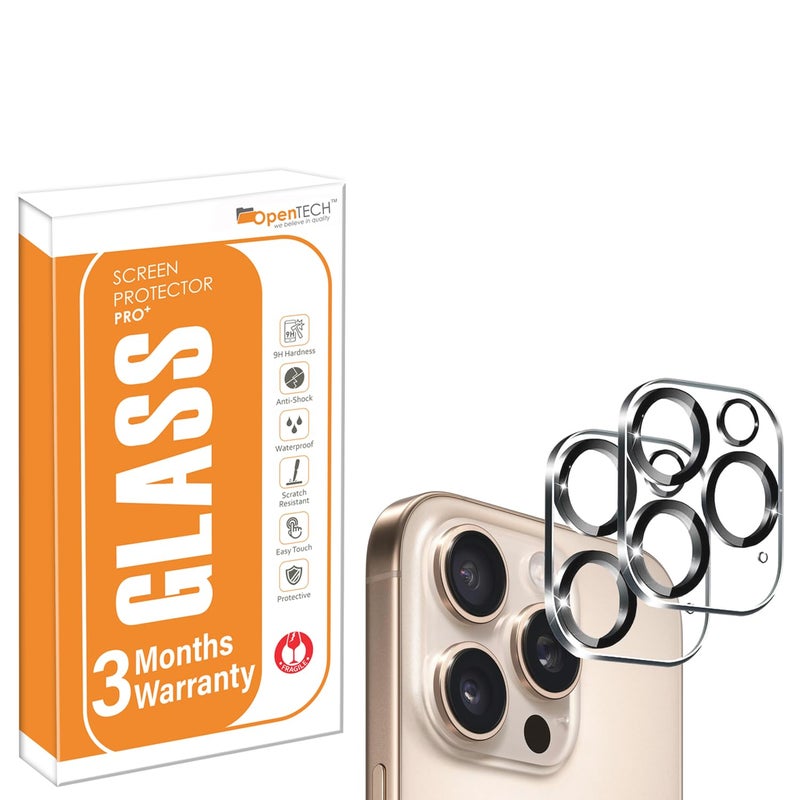 OpenTech ® Premium Camera Lens Protector Tempered Glass Compatible For iPhone 16 Pro/iPhone 16 Pro Max With Edge To Edge Coverage (Full Transparent) (Pack of Two) - Image 1