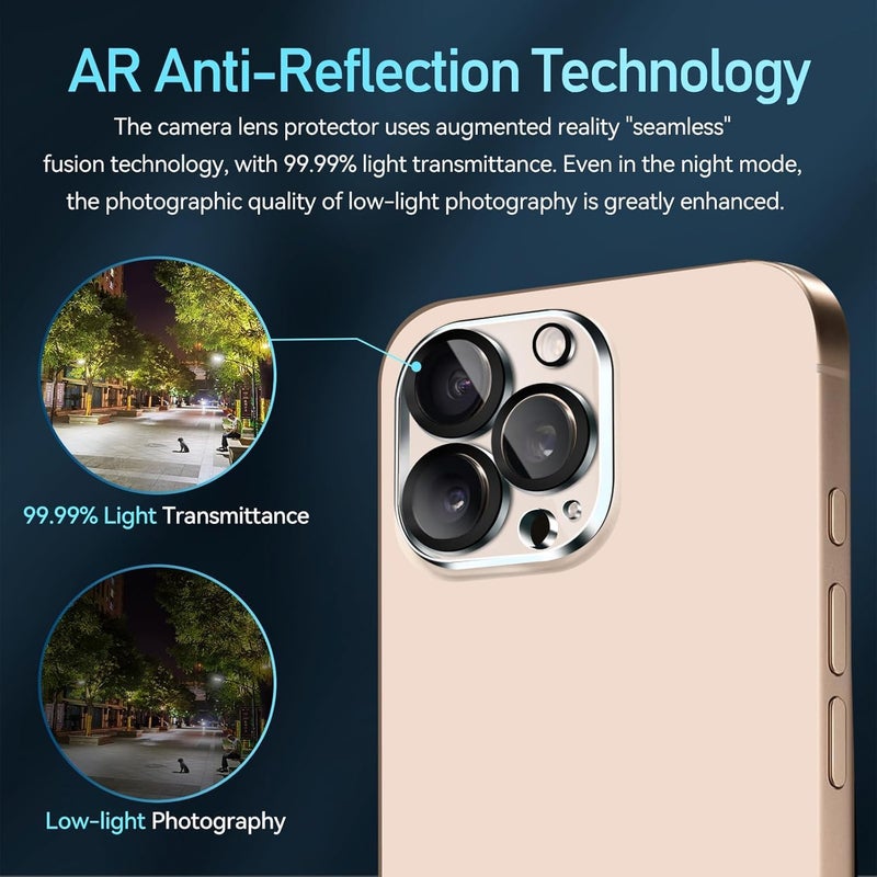 OpenTech ® Premium Camera Lens Protector Tempered Glass Compatible For iPhone 16 Pro/iPhone 16 Pro Max With Edge To Edge Coverage (Full Transparent) (Pack of Two) - Image 5