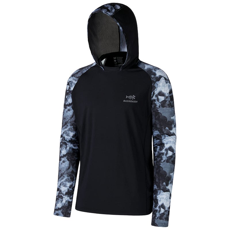 BASSDASH Mens UPF 50 Performance Fishing Shirt Cooling Hoodie Camo Long Sleeve FS17M - Image 2