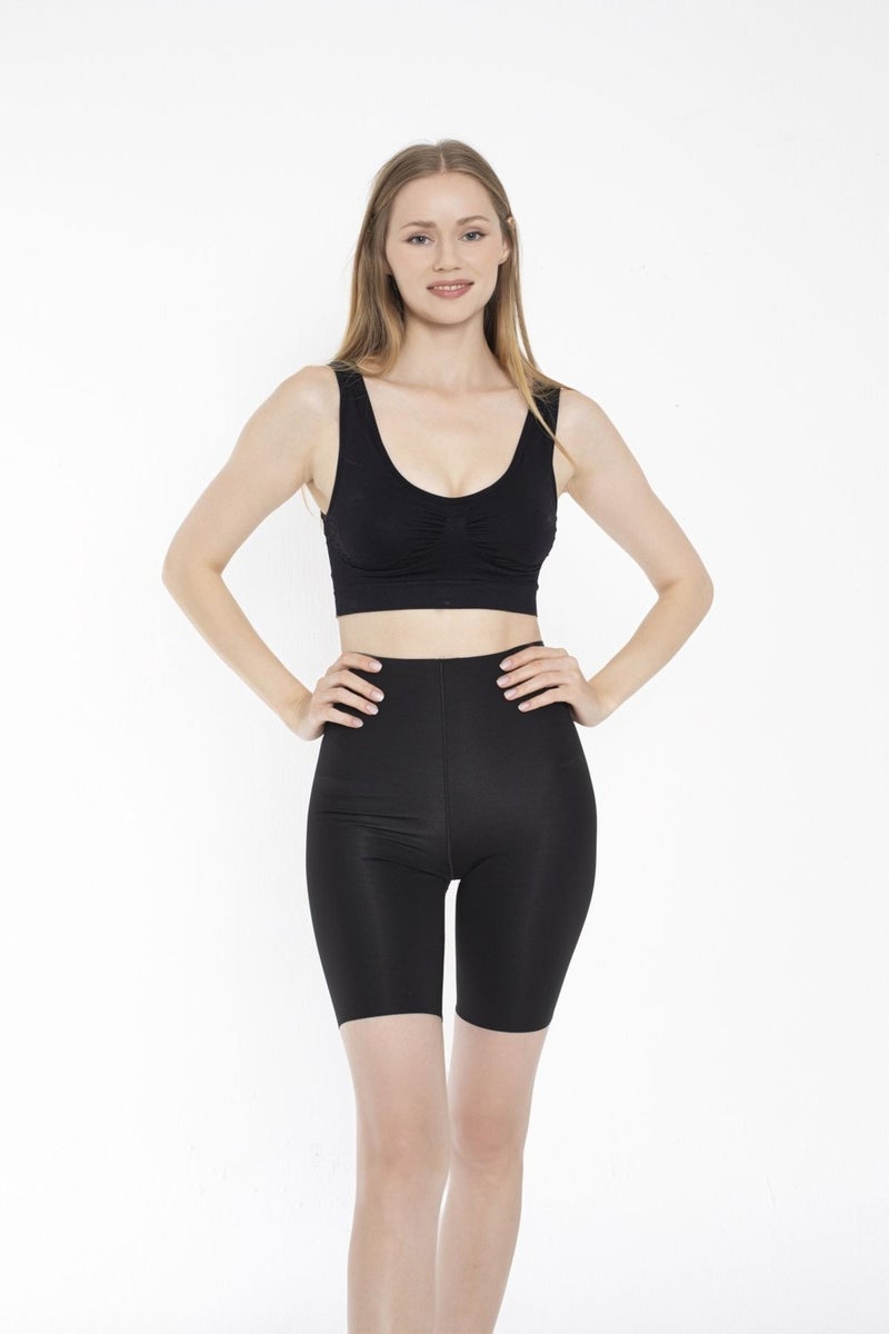 SweetSauna Fajas Seamless Lifting Firming Laser Cut Sports Corset Does Not Make Marks Short Shorts High Waist Black - Image 1