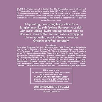 Urtekram Body Lotion All skin types Soothing Lavender 245 ml Vegan Organic Natural Origin - Image 2