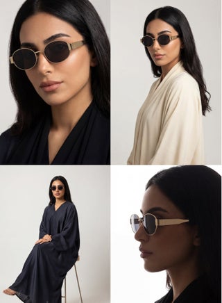 نظارة شمسية نسائية بيضاوية عصرية بتصميم ريترو بإطار ذهبي، مع حماية من الأشعة فوق البنفسجية 400 - view 2