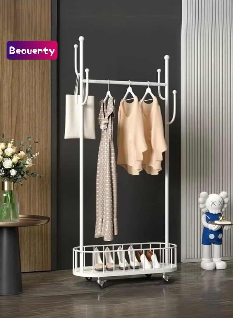 بيوينتي حامل الملابس المعدنية المتحركة متعدد الوظائف بعجلات 80 CM - Image 1
