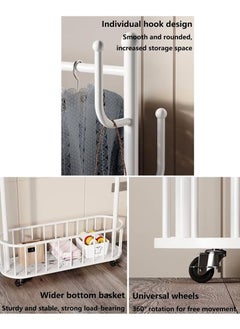 Beauenty Movable Metal Clothing Rack Multifunctional With Wheels 80 CM  - Image 4