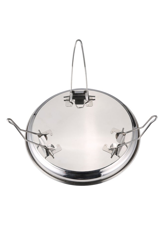AL SANIDI Round stainless steel plate with Foldable legs, Trips plates, Silver, Size 25 Cm  - Image 4