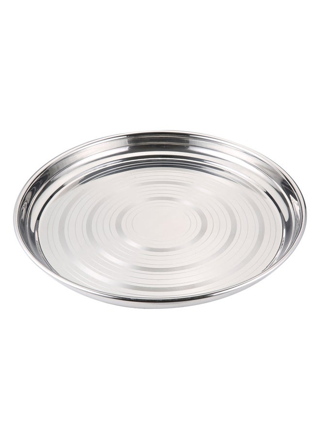 AL SANIDI Round stainless steel plate with Foldable legs, Trips plates, Silver, Size 25 Cm  - Image 3