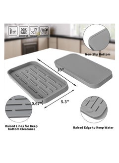 Excefore Silicone Kitchen Sink Organizer Tray, Eco-Friendly Sponges Holder for Kitchen Bathroom Counter or Sink, Sink Organizer Tray, for Kitchen, Bathroom, Makeup, Trinkets, Cup (Grey, 10"×5.3")  - Image 2
