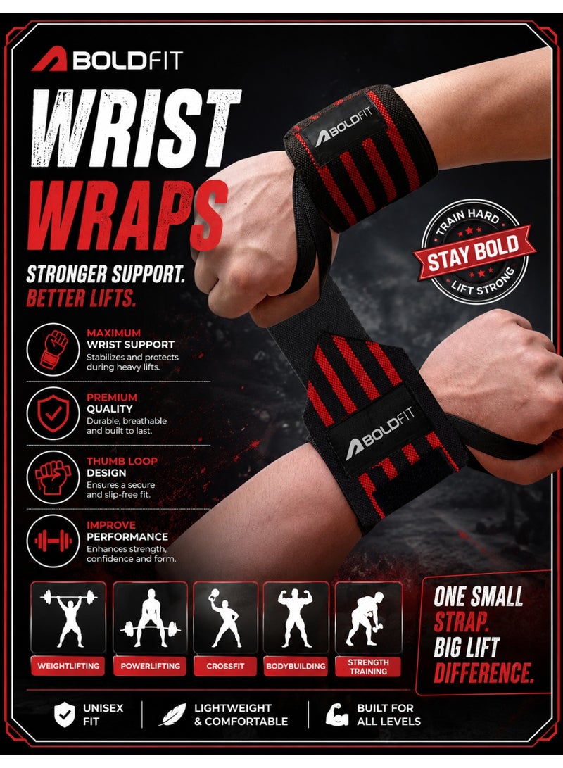 BOLDFIT Gym Hand Grip Wrist Supporter Band with Thumb Loop Straps For Men and Women - Image 1