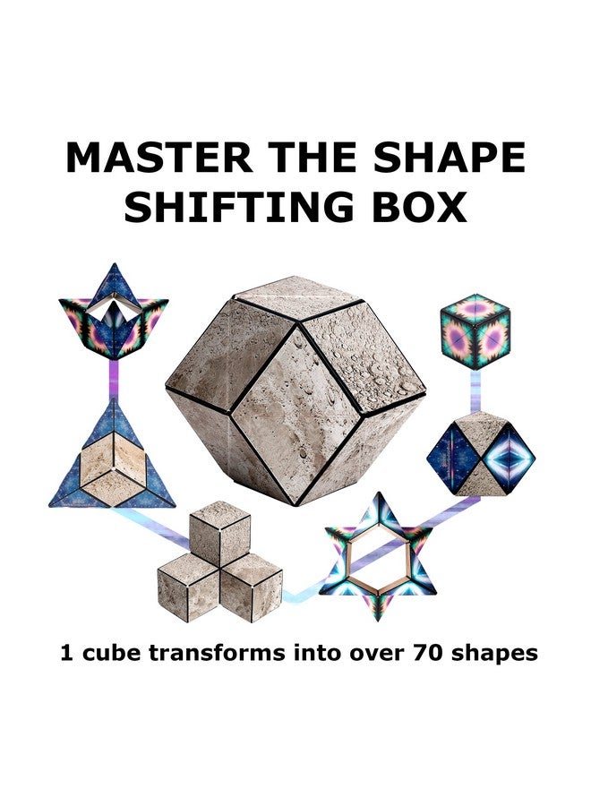 شاشيبو صندوق تحويل الشكل - مكعب فيدجيت حاصل على جائزة وبراءة اختراع مع 36 مغناطيسًا من العناصر الأرضية النادرة - يتحول إلى أكثر من 70 شكلًا، قم بتنزيل تطبيق Fun In Motion Toys للجوال (سلسلة Moon - Explorer) - Image 3