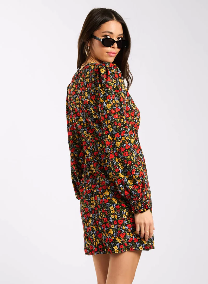 Needs No Label  Red Floral Long Sleeve Mini Dress for Women | Best Price UAE