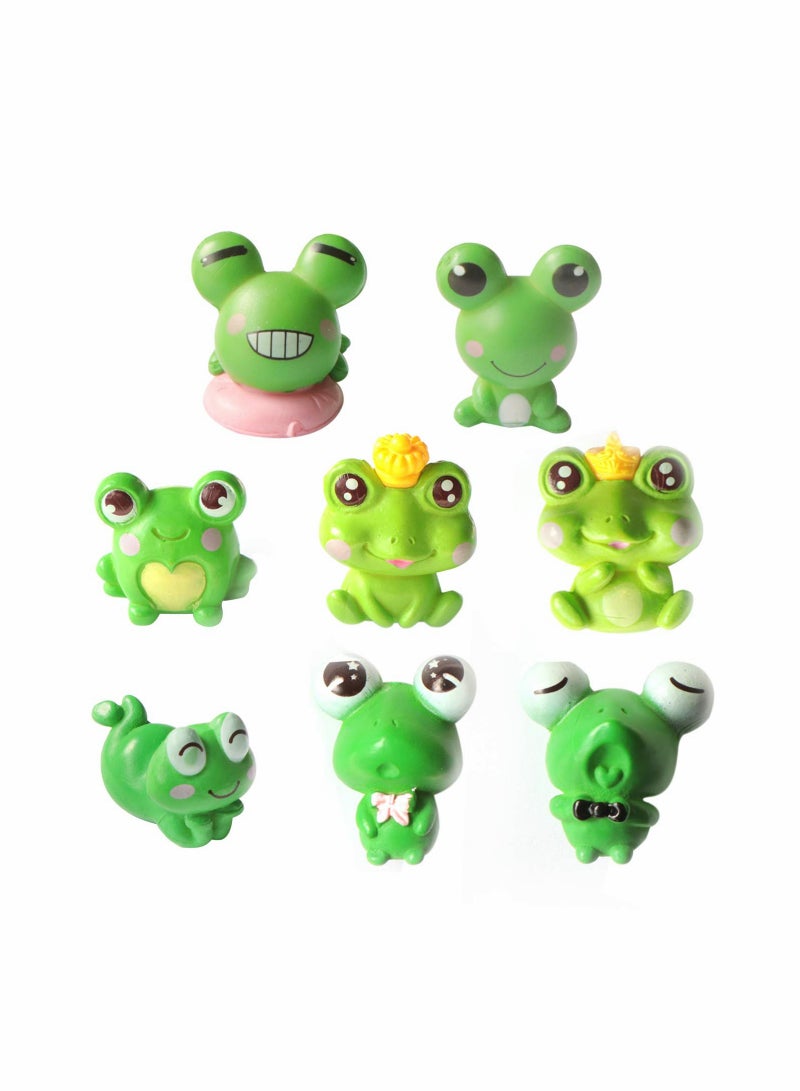SOLARAE Cute Frog Toys, Mini Garden Animal Ornaments Fairy Tale Garden Miniature Moss Landscape Crafts for Home Party Decorations 8 Pieces - Image 1