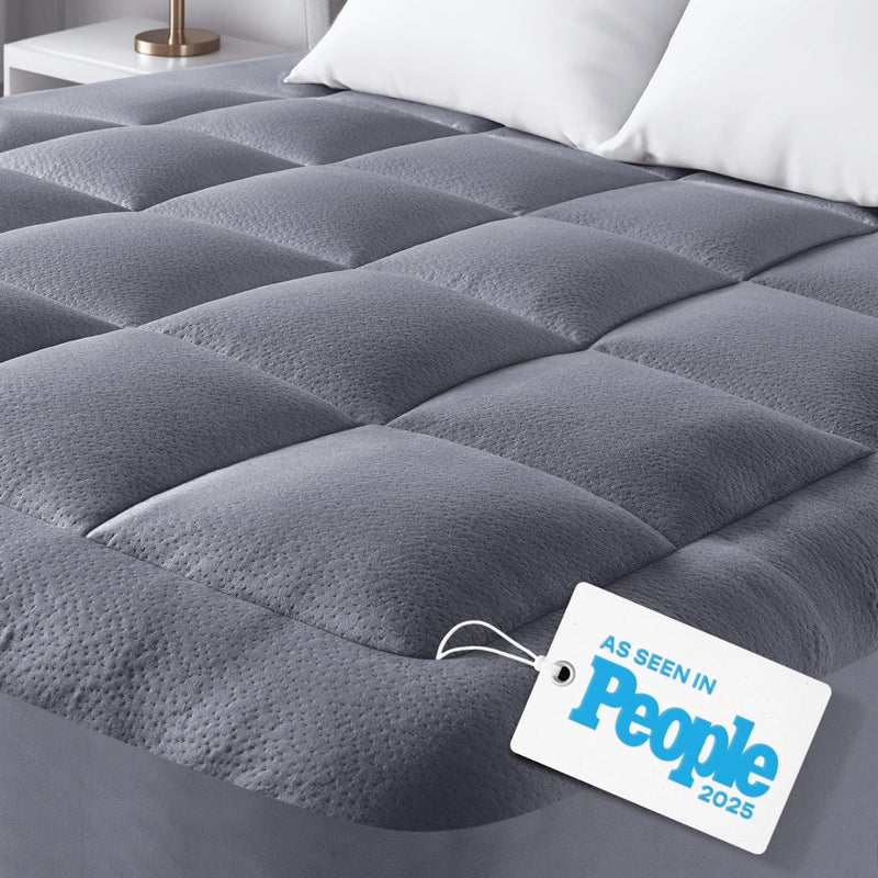 Niagara Sleep Solution Ultra Soft California King Size Mattress Topper - Viscose Made from Bamboo Pillow Top Mattress Pad for Back Pain Relief - Naturally Cooling for Hot Sleepers, Gray - Image 1