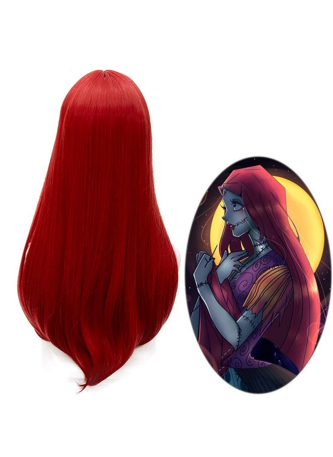 Probeauty 60cm Red Sally Wig for Women, Long Straight Center Part Cosplay Wig for Halloween Costume Party  - Image 1