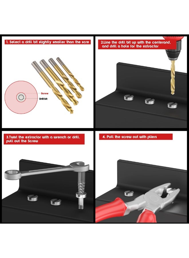 10 PCS Screw Extractor Set, Steel Cobalt Left Hand Drill Bits Set for Removing Stripped Screws and Broken Bolts Screw Extractor  - Image 3