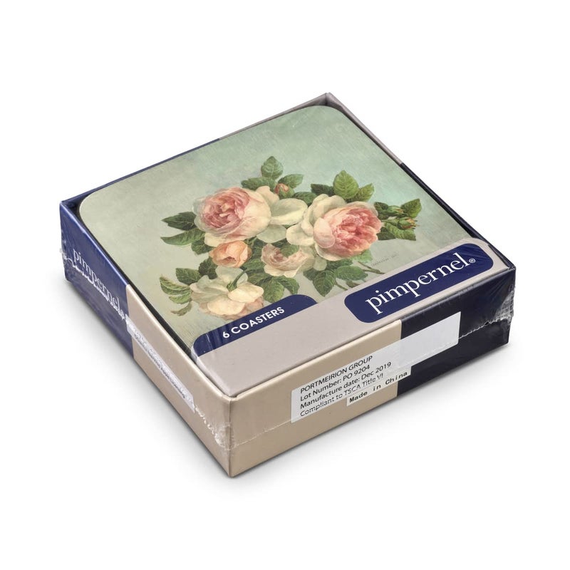 Pimpernel Antique Roses Collection Coasters | Set of 6 | Cork Backed Board | Heat and Stain Resistant | Drinks Coaster for Tabletop Protection | Measures 4” x 4” - Image 4