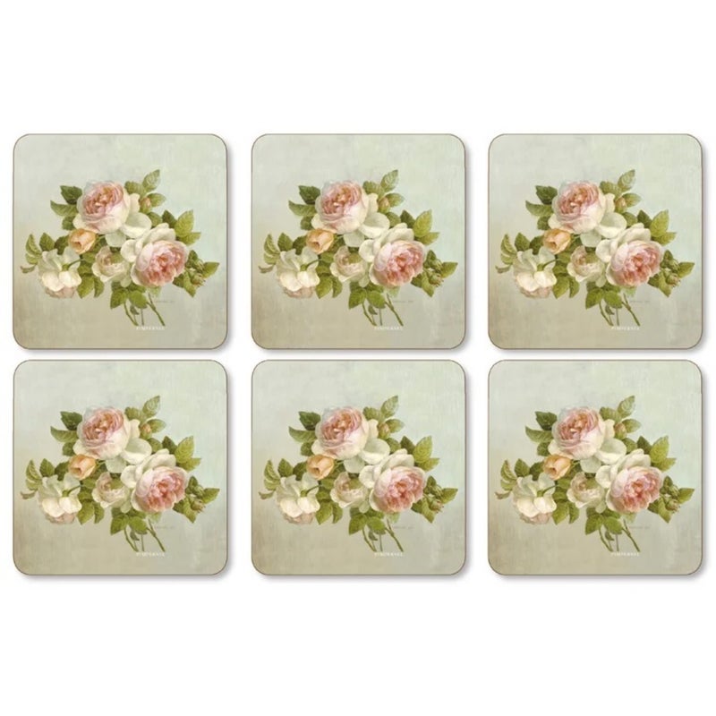Pimpernel Antique Roses Collection Coasters | Set of 6 | Cork Backed Board | Heat and Stain Resistant | Drinks Coaster for Tabletop Protection | Measures 4” x 4” - Image 5