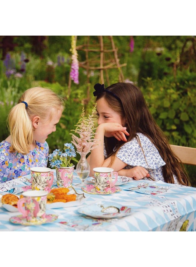 Talking Tables أكواب ورقية قابلة لإعادة التدوير بتصميم أليس في بلاد العجائب باللون الأزرق - مجموعة من 8 قطع، سعة 250 مل - Image 3