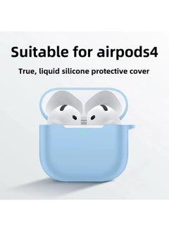 Generic Airpods4 Protective Cover Apple 4 Generation Wireless Bluetooth Headset Silicone Solid Color Earphone Case-Color:Sky Blue-Applicable Models:Airpods 4th Generation  - Image 1