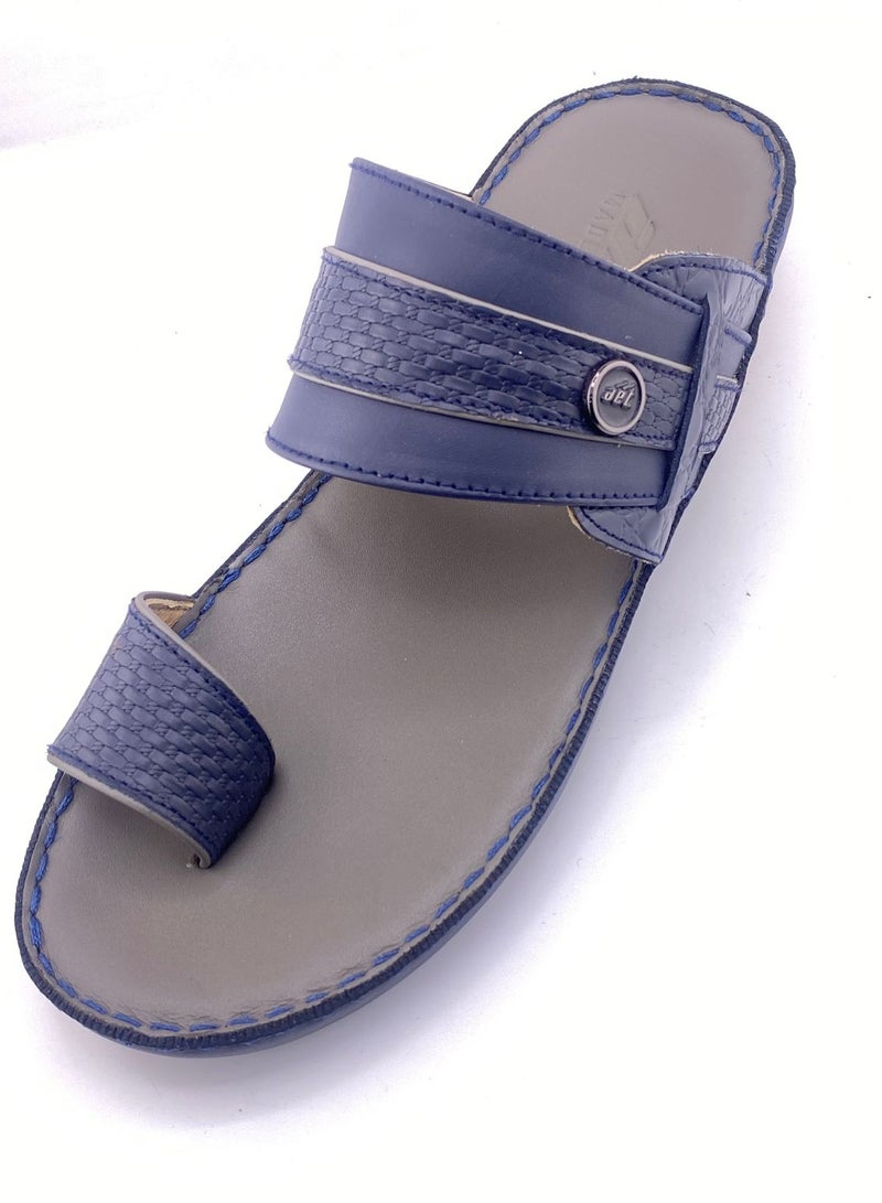 النهام شبشب عربي مصنوع يدويًا من الجلد الكامل | راحة كاجوال | نعل داخلي رمادي - Image 2