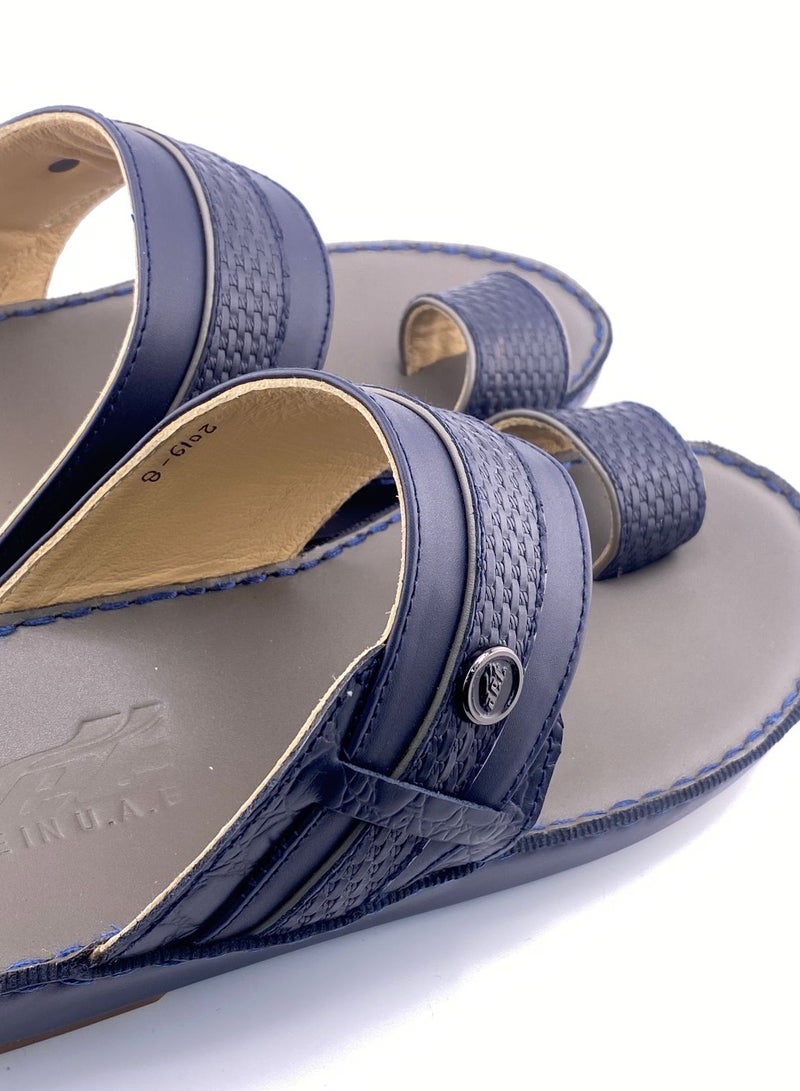 النهام شبشب عربي مصنوع يدويًا من الجلد الكامل | راحة كاجوال | نعل داخلي رمادي - Image 3