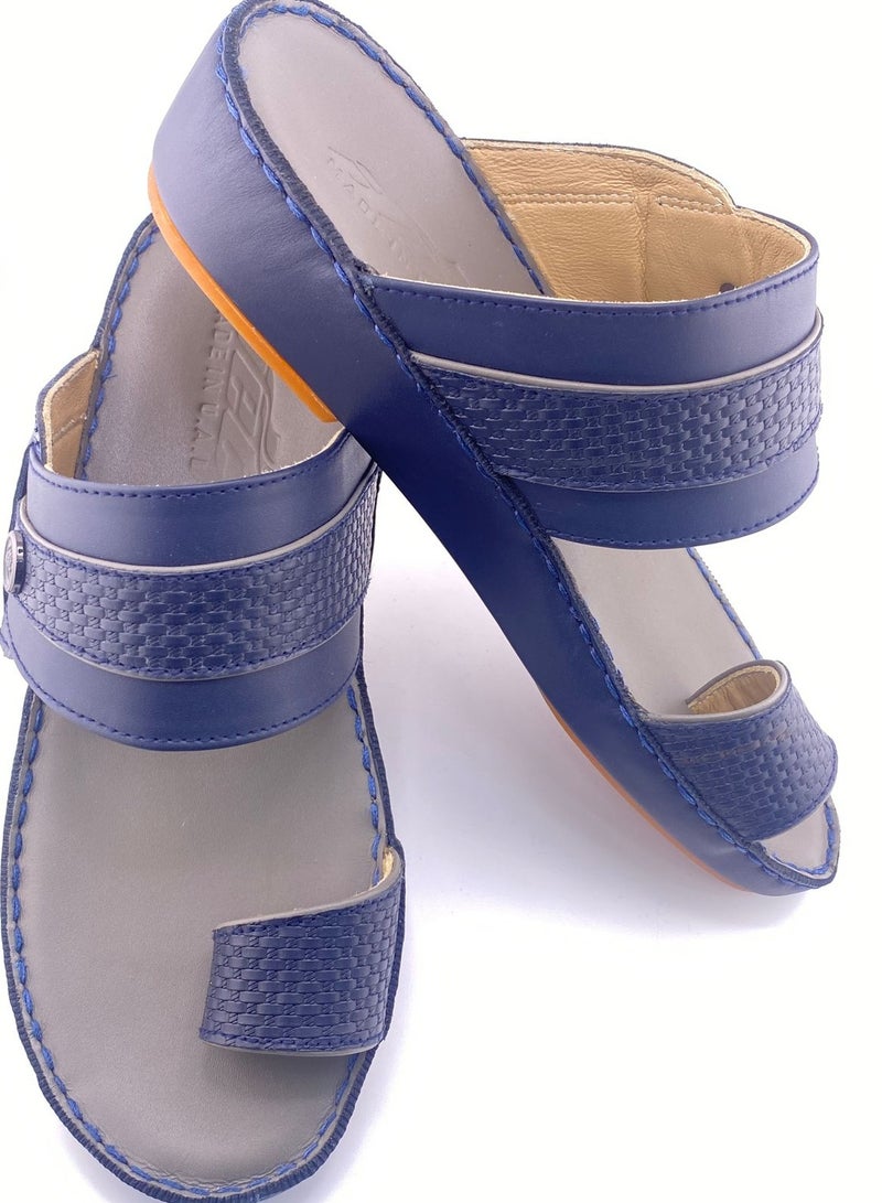 النهام شبشب عربي مصنوع يدويًا من الجلد الكامل | راحة كاجوال | نعل داخلي رمادي - Image 4