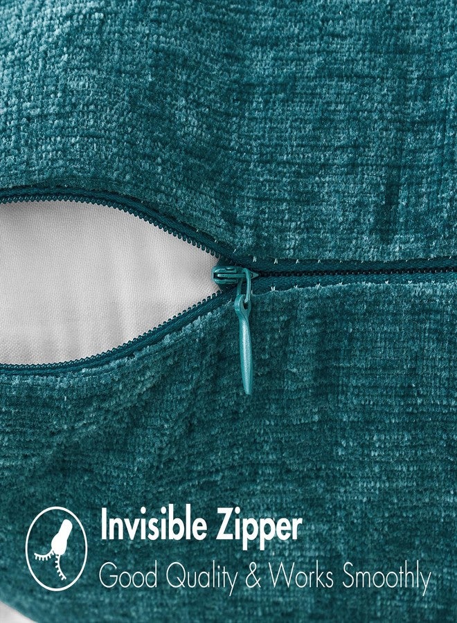 MIULEE Pack of 2 Dark Teal Throw Pillow Covers 12x20 Inch Soft Chenille Pillow Covers for Sofa Living Room Couch Solid Dyed Cases - Image 3