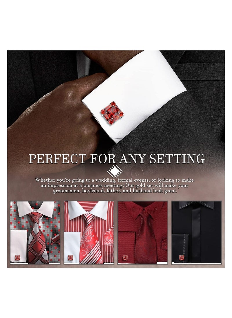 SYOSI - 1 Pair Shiny Cufflinks for Men's Fancy Shirt for Suit, Mens Cuff Links Mens Tuxedos Women Dress Cufflink Fashion Cuff Link Accessories, Matching with Solid Tie in Red White Black Blue Easily - Image 1