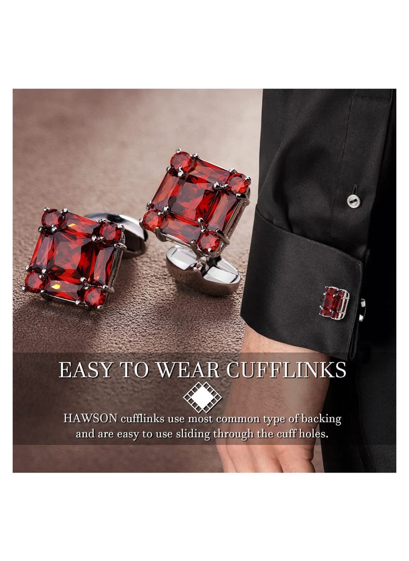 SYOSI - 1 Pair Shiny Cufflinks for Men's Fancy Shirt for Suit, Mens Cuff Links Mens Tuxedos Women Dress Cufflink Fashion Cuff Link Accessories, Matching with Solid Tie in Red White Black Blue Easily - Image 1