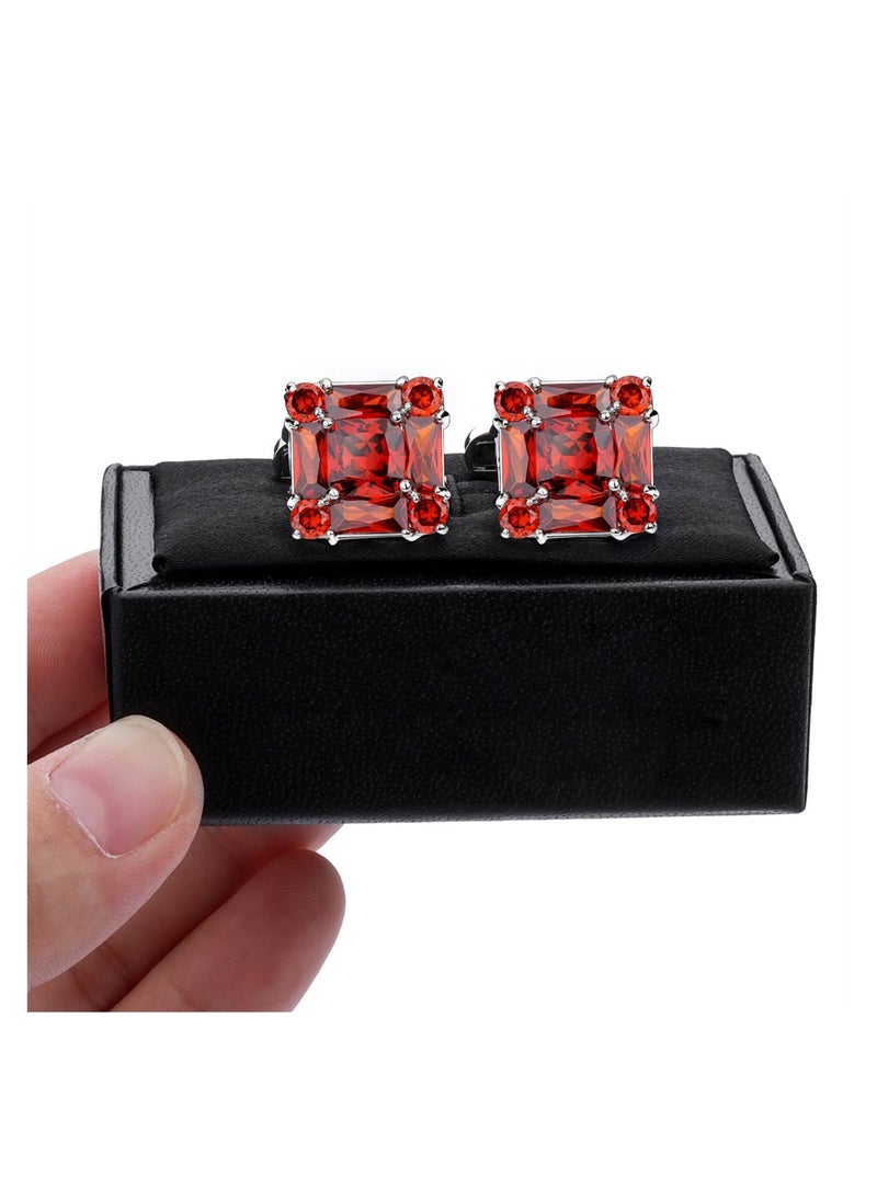 SYOSI - 1 Pair Shiny Cufflinks for Men's Fancy Shirt for Suit, Mens Cuff Links Mens Tuxedos Women Dress Cufflink Fashion Cuff Link Accessories, Matching with Solid Tie in Red White Black Blue Easily - Image 1