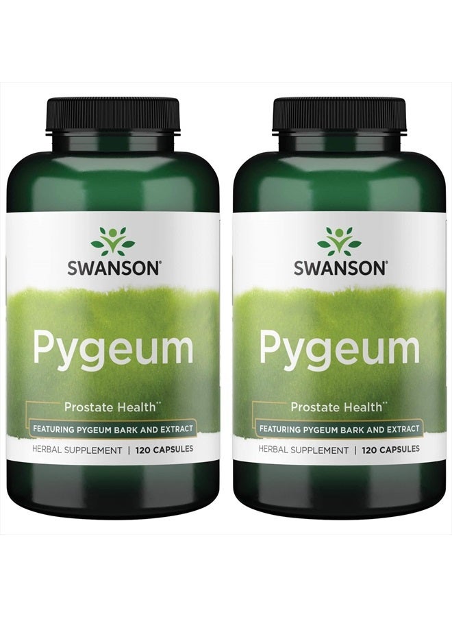 SWANSON Pygeum - 120 Capsules, 400 mg Each - Herbal Supplement for Male Prostate Health, Bladder, and Urinary Tract Support (2 Pack) - Image 1