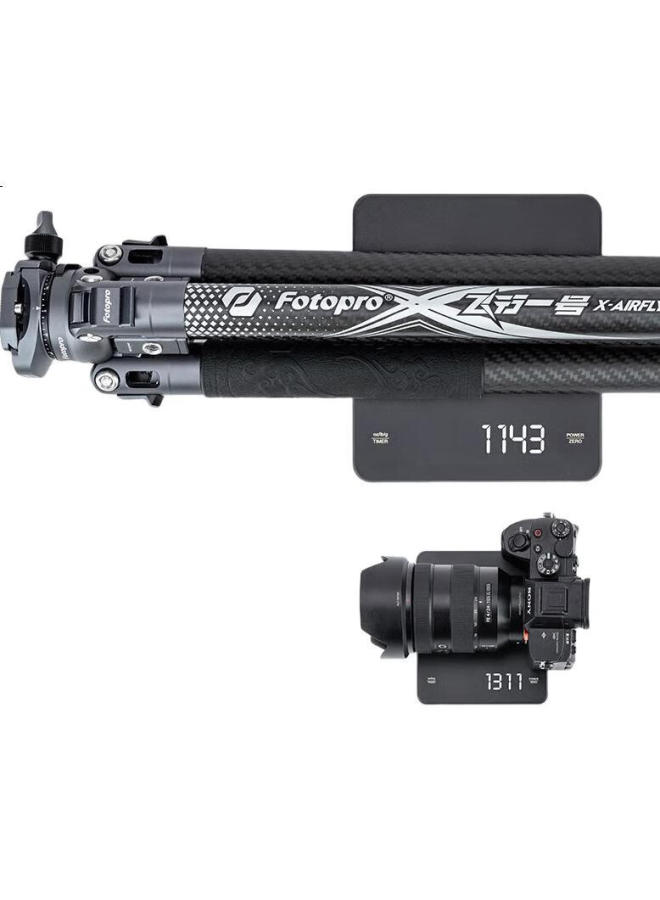 Fotopro Flight One Ball Head Camera Mirrorless Photography And Videography Carbon Fiber Tripod Without Center Column, Flip-Lock, Original Carbon Gray, Includes Phone Clamp - Image 2