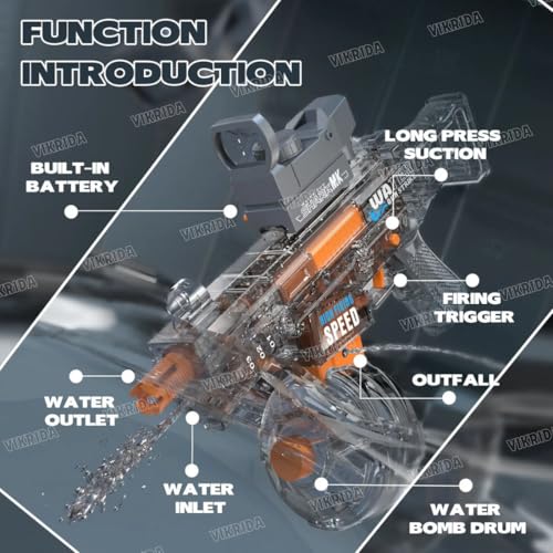 VikriDA Electric Water Gun with Auto Suction | 39 ft Range Automatic Water Blaster for Kids & Adults | Summer Outdoor Water Fun Toy – Multicolor - Image 4