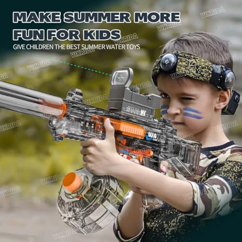 VikriDA Electric Water Gun with Auto Suction | 39 ft Range Automatic Water Blaster for Kids & Adults | Summer Outdoor Water Fun Toy – Multicolor - Image 3