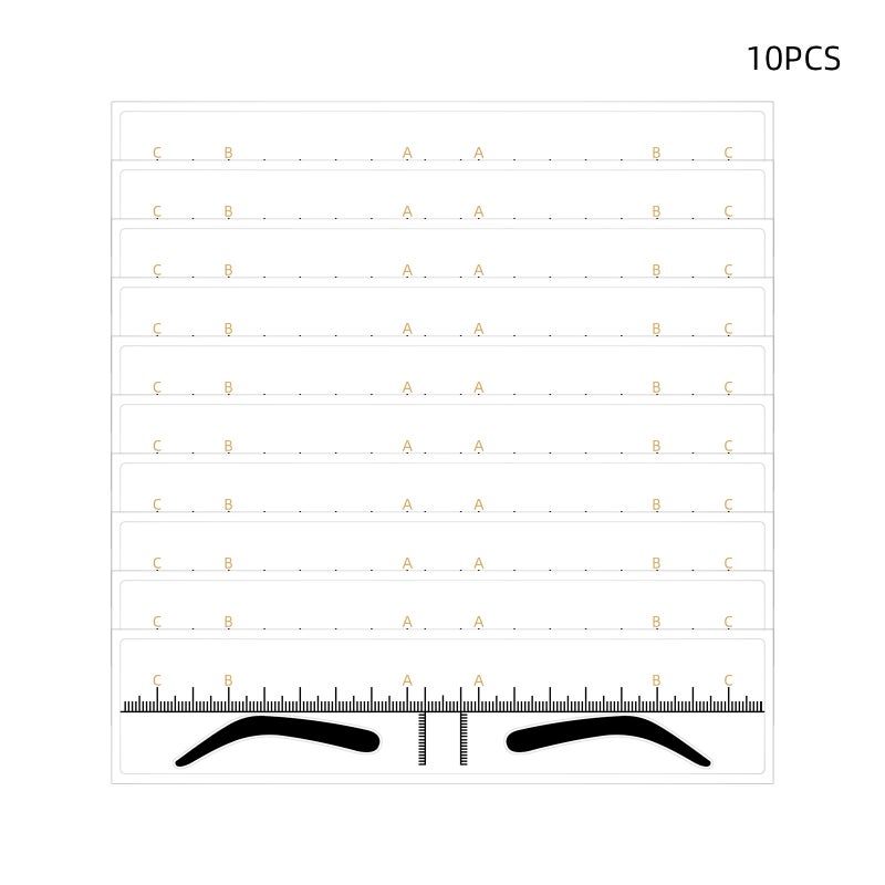 10pcs narrow Eyebrow Ruler,  Eyebrow Stencil Microblading Ruler, Disposable Eyebrow Template Eyebrow Ruler Sticker, Eyebrow Shape Kit for Microblading Supplies, 3 Minutes Makeup Tools For Eyebrow - Image 1