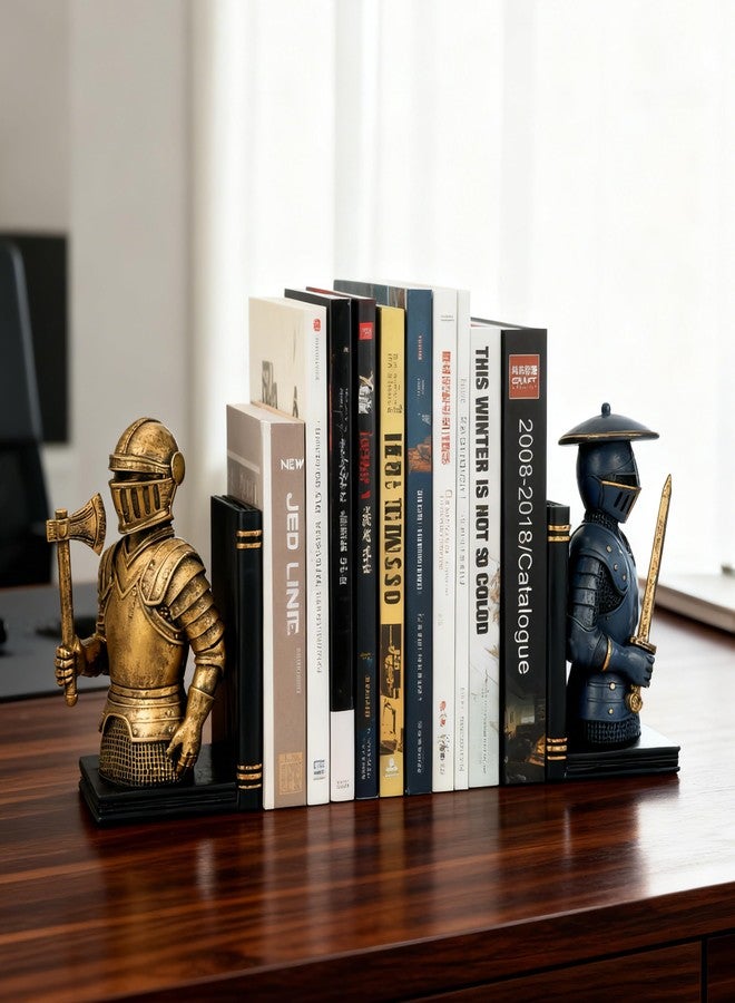 فواصل كتب على شكل فارس ببجي، فواصل كتب خيالية للكتب الثقيلة، ديكور من العصور الوسطى للمكتب المنزلي، فواصل كتب مزخرفة للرفوف، حوامل/سدادات كتب - Image 4