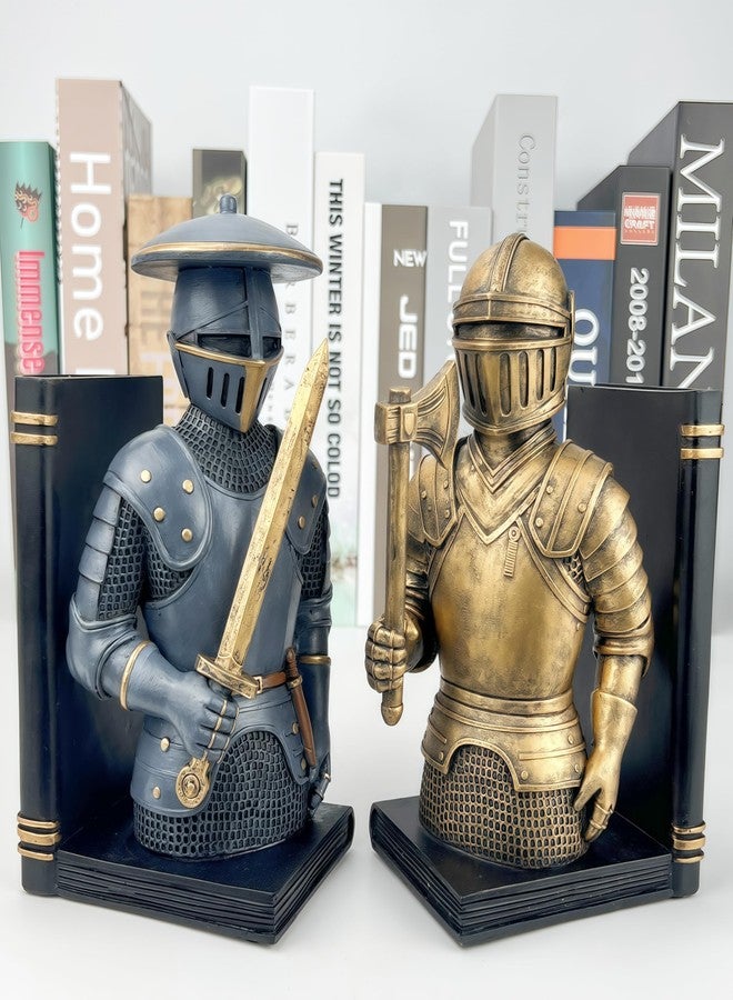 فواصل كتب على شكل فارس ببجي، فواصل كتب خيالية للكتب الثقيلة، ديكور من العصور الوسطى للمكتب المنزلي، فواصل كتب مزخرفة للرفوف، حوامل/سدادات كتب - Image 2