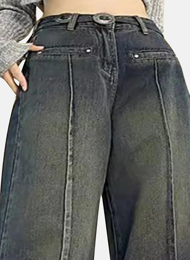 YUNIQEE Blue Straight Fit High-Rise Light Fade Flared Jeans