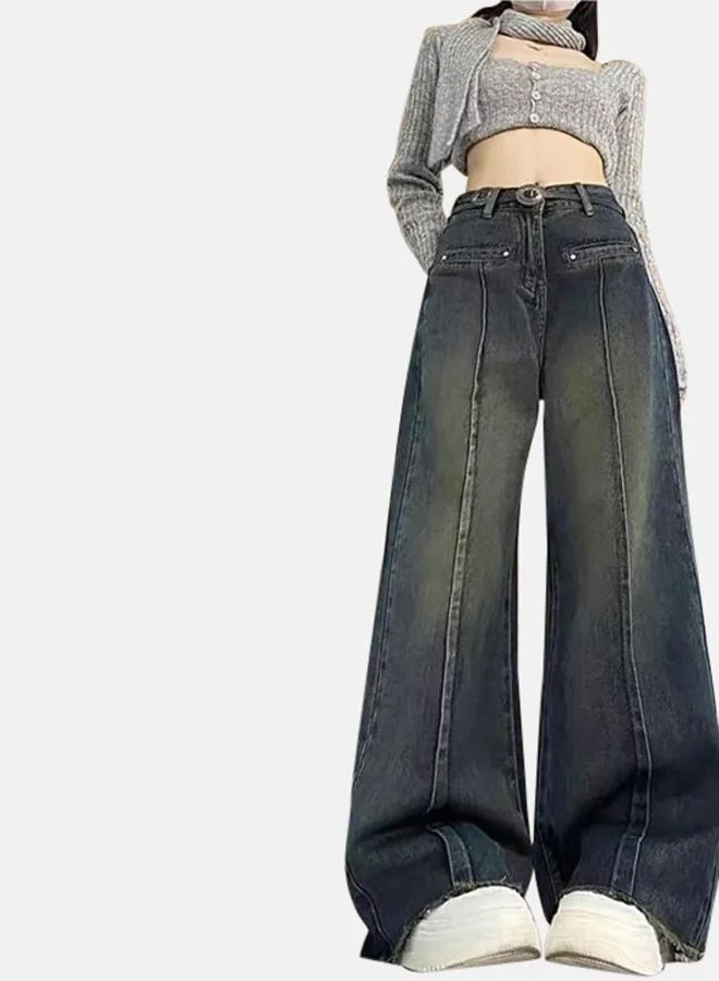 YUNIQEE Blue Straight Fit High-Rise Light Fade Flared Jeans