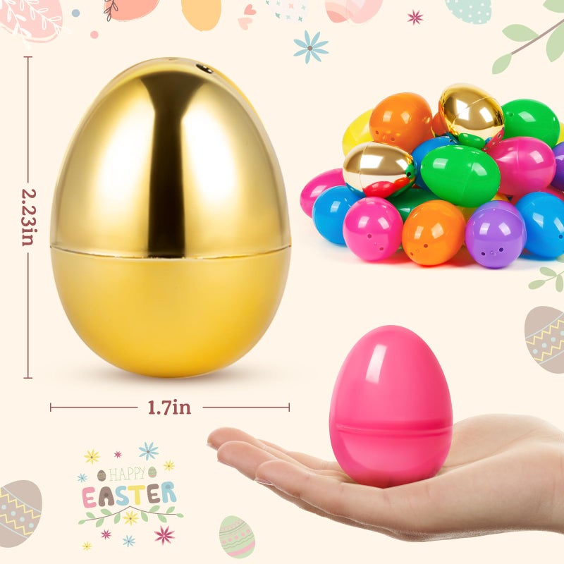BAYSING 50PCS Plastic Easter Eggs Bulk, with 8PCS Golden Eggs Bulk Empty Plastic Eggs Fillable Colorful Bright Eggshell Bulks Easter Party Favor,Perfect for Easter Hunt, Basket Stuffers Fillers - Image 3